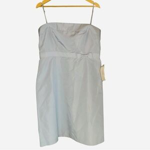 NWT. J. Crew. Powder Blue Silk Faille Grosgrain Bow Dress. Size 16.
